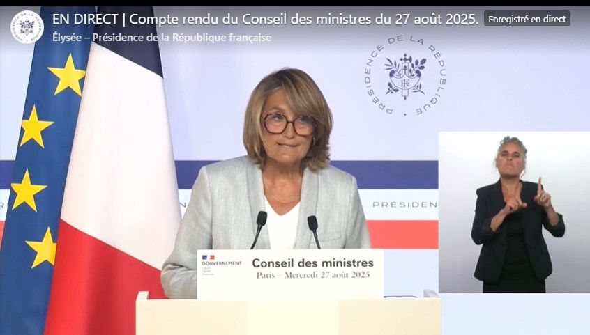 La porte-parole du gouvernement, Sophie Primas, annonce la date des élections municipales 2026 lors du compte-rendu du Conseil des ministres du 27 août 2025. La porte-parole du gouvernement, Sophie Primas, annonce la date des élections municipales 2026 lors du compte-rendu du Conseil des ministres du 27 août 2025.