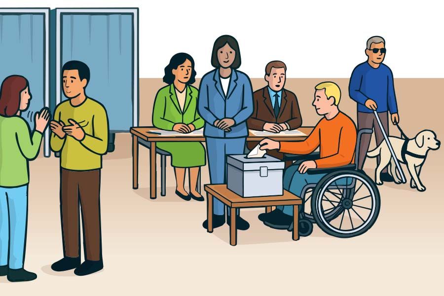 Les personnes handicapées doivent pouvoir voter de manière autonome. La hauteur de la fente de l'urne ne doit pas dépasser 0,80 mètres. 